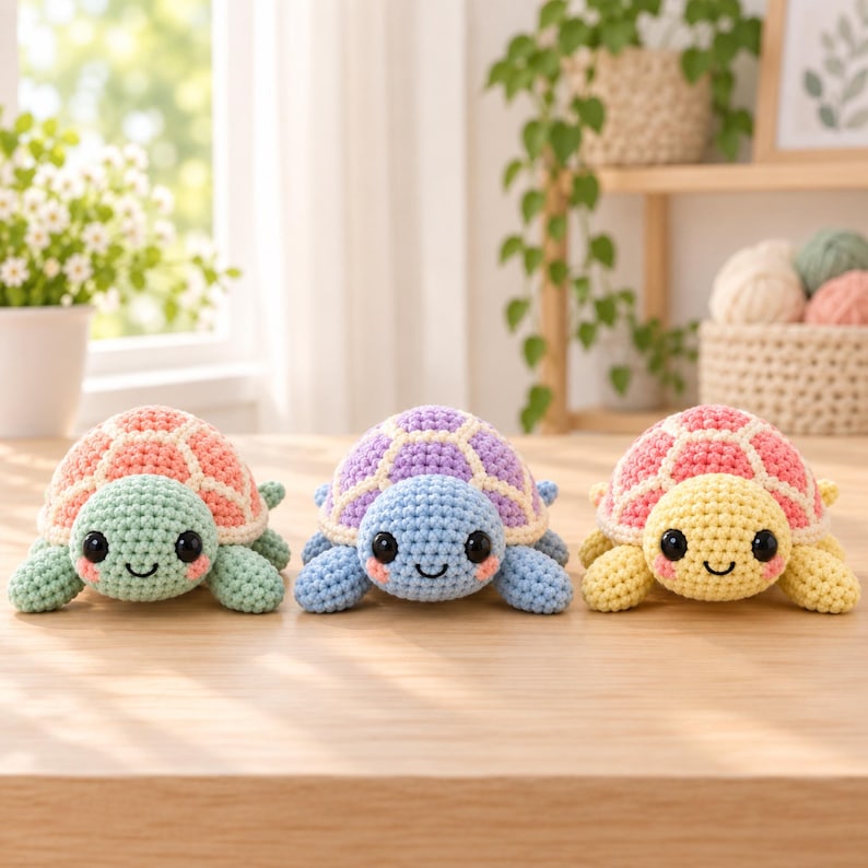 No Sew Turtle Crochet Pattern PDF, Amigurumi Sea Animal, Easy Beginner ...