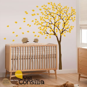 Nursery Tree Wall Sticker Tree Wall Decal with Hedgehog Decal Mural Wall Art decoration Large: approx 79 x 85 KC004 image 1