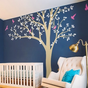 Photo Tree Wall Decal Mural Large Tree Wall Decals Frame Hanging Tree Wall Sticker - White Tree decal - Large: approx 93&quot; x 100&quot; - KC018