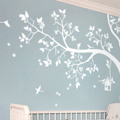 Tree Wall Decal Nursery Wall Decor White Tree Wall Mural Etsy