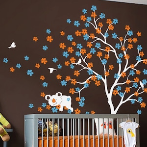 Baby Nursery Wall Decals - Large blossom Tree Wall Decal - Koala Decal Wall Art Sticker Mural - Large: approx 85&quot; x 76&quot; - KC013