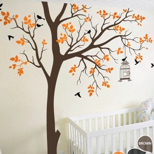 Wall Decal Nursery Tree Wall Sticker with Birdcage Mural Stickers Large Wall Art decoration - Large: approx 95&quot; x 89&quot; - KC050