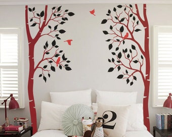 Twin Tree Wall Decal - Wall Decoration - Tree Wall Sticker - Tree Decal - Large: approx 95" x 61" - KC006