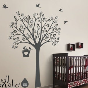 Nursery Tree Wall Decal with Birdhouse Tree Wall Sticker Wall Art decoration Mural - W035