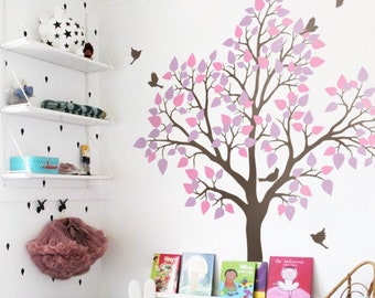 Nursery Tree Wall Sticker with birds Wall art Decoration for kids room KC020