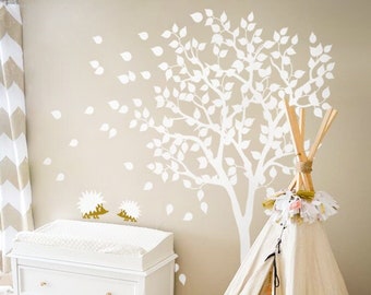 White Tree Wall Decal Nursery Wall Decal - Large Kids Room Wall Decor mural sticker Wand Tattoo - Large: approx 79" x 85" - KC004