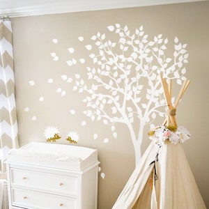 White Tree Wall Decal Nursery Wall Decal Large Kids Room Wall Decor mural sticker Wand Tattoo Large: approx 79 x 85 KC004 image 1