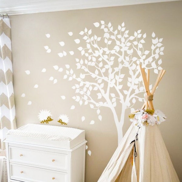 White Tree Wall Decal Nursery Wall Decal - Large Kids Room Wall Decor mural sticker Wand Tattoo - Large: approx 79" x 85" - KC004