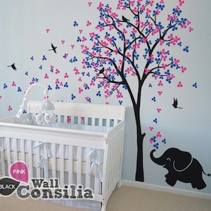 Nursery Tree Wall Decals Kids Room Tree Wall Sticker Elephant Decor Tree Wall Mural Decoration - KC033