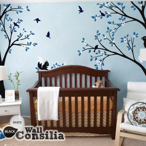 Tree Wall Decal Nursery Wall Decoration Tree Wall Sticker Corner Tree decal Set of Two trees KC026 image 1