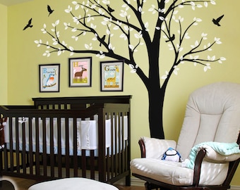 Photo Tree Wall Decal -  Frame Hanging Tree Wall Sticker - Corner Tree decal - Large: approx 93" x 100" - KC018