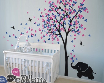 Nursery Tree Wall Decals Kids Room Tree Wall Sticker Elephant Decor Tree Wall Mural Decoration - KC033