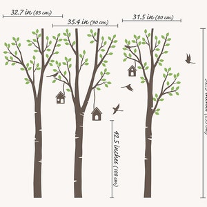 Baby Nursery Wall Decals Birdhouse Trees Decal Tree Wall Decal Tree Wall Decals Tree Wall Decal with Deer Large: 96 x 93 KC021 image 2