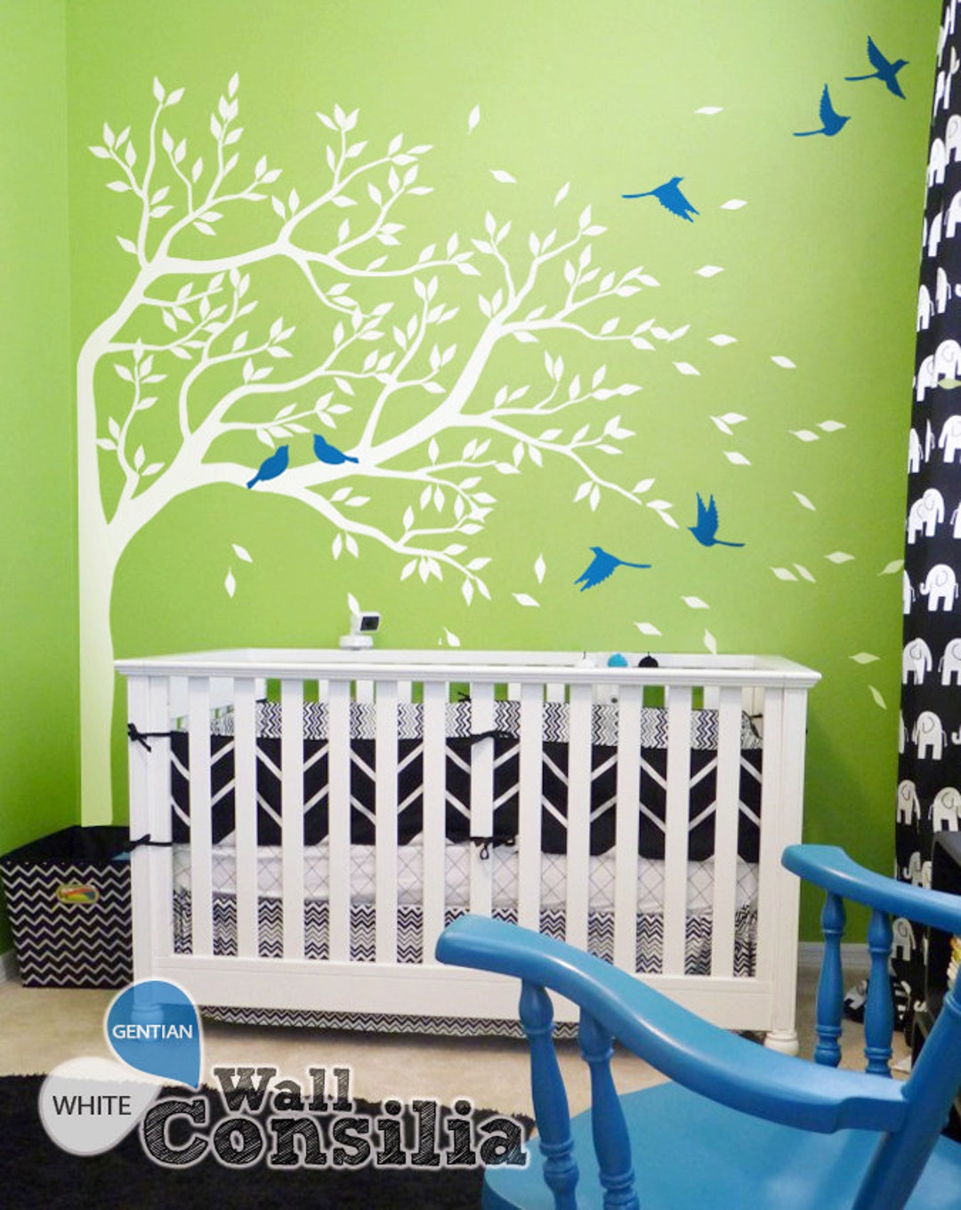 White Tree Wall Decal Nursery Wall Decoration Tree Wall Decals Corner ...