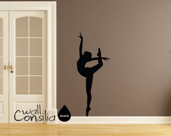 Ballerina Wall Decal Dancer Silhouette Stickers, Ballet Studio Decor, Kids Room Mural Gift