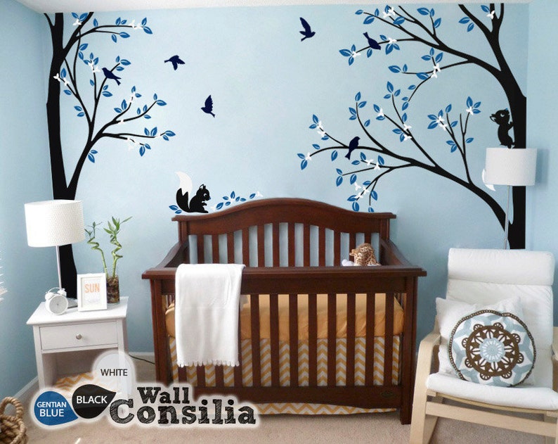 Tree Wall Decal Nursery Wall Decoration Tree Wall Sticker Corner Tree decal Set of Two trees KC026 image 1