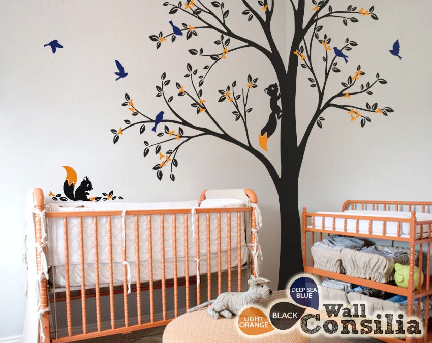 Tree Wall Decal Nursery Decoration Sticker Tree Wall Decal Nursery Decoration Sticker Corner Set Of Two Trees Kc026