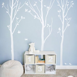 Weiße Baum Wandtattoos Weiße Birke Bäume Aufkleber Kinderzimmer Wanddekor Baum Wandbild Aufkleber - Groß: ca. 92 &quot;x 81&quot; - KC003