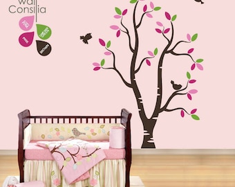 Baby Nursery Wall Decals - White Tree Wall Decal - Tree Wall Decals - Large: approx 73" x 57" - K030