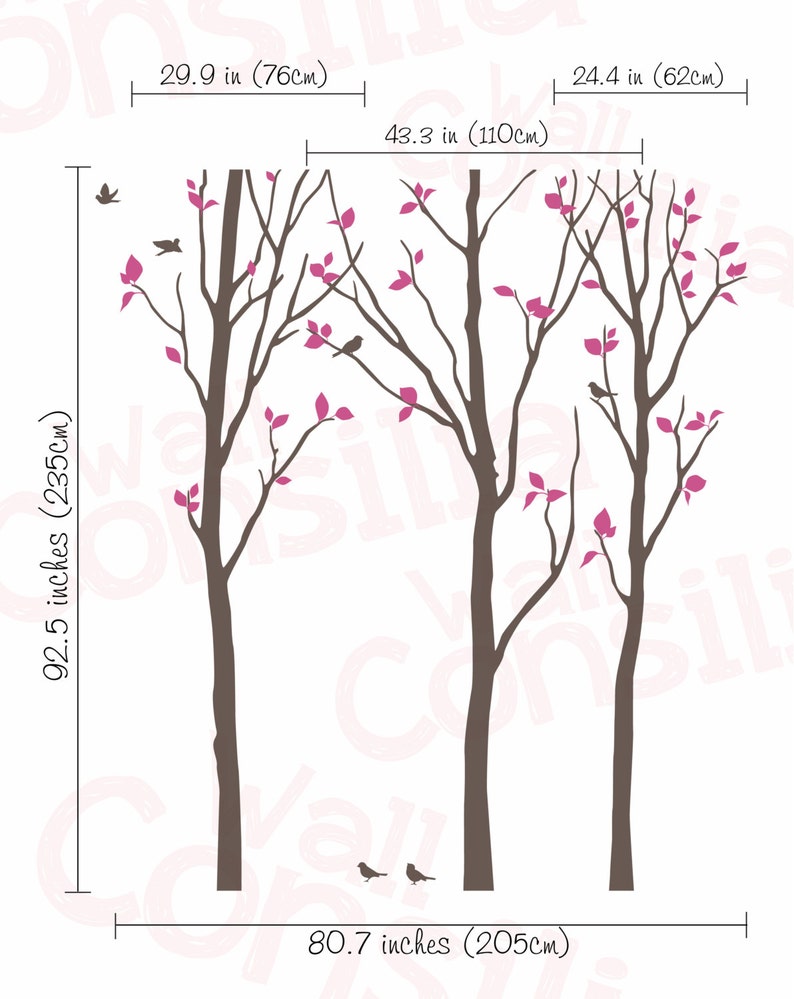 White Tree Wall Decals White Birch Trees Decal Nursery Wall Etsy UK