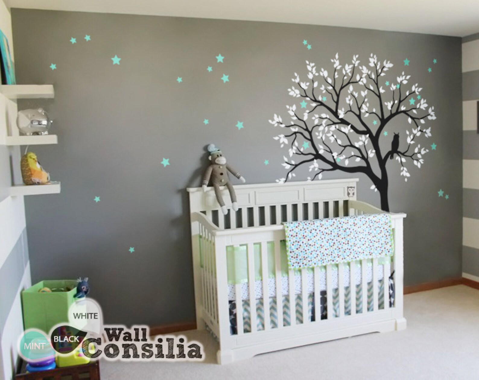 Baby Nursery Tree Wall Decal Wall Sticker Owl Tree Wall Etsy
