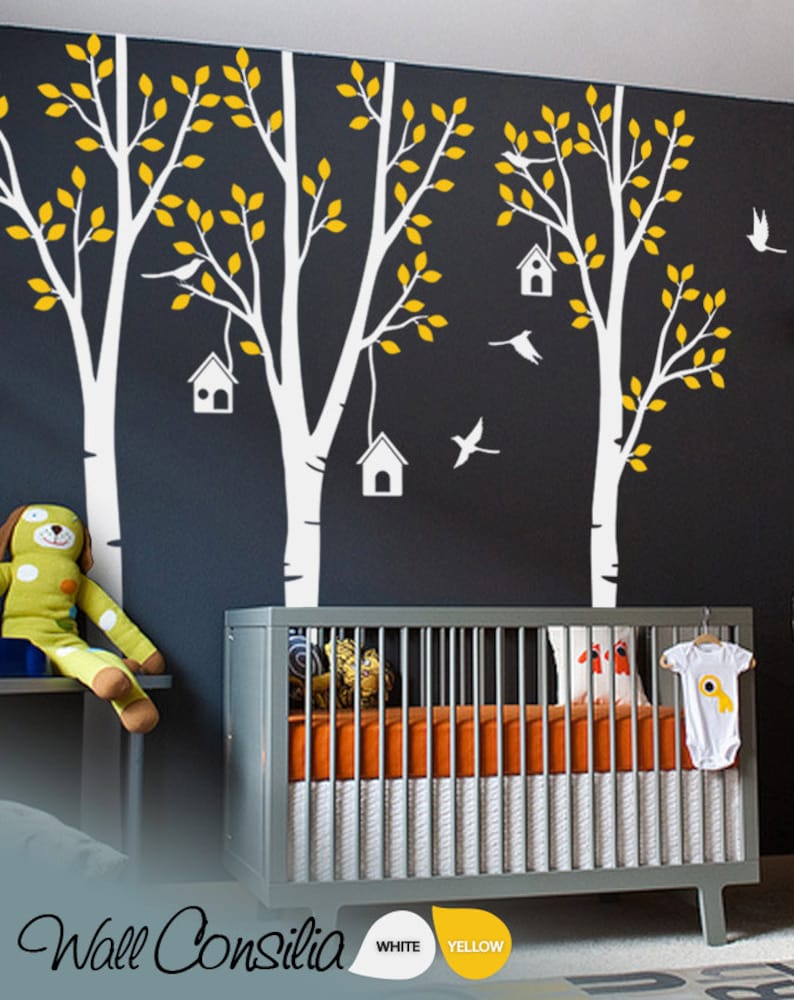 Baby Nursery Wall Decals Birdhouse Trees Decal Tree Wall Etsy