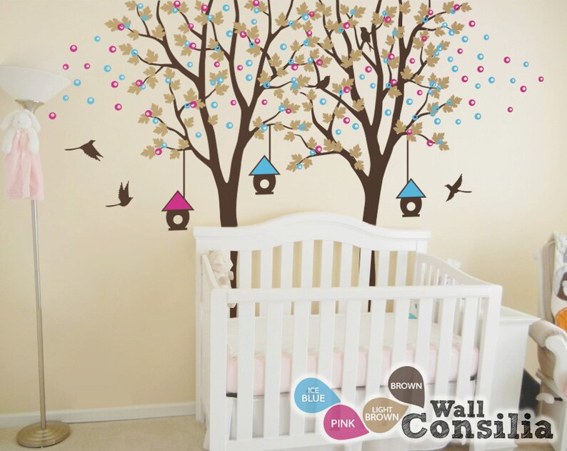 Baby Nursery Wall Decals Birdhouse Tree Wall Decal Two Etsy