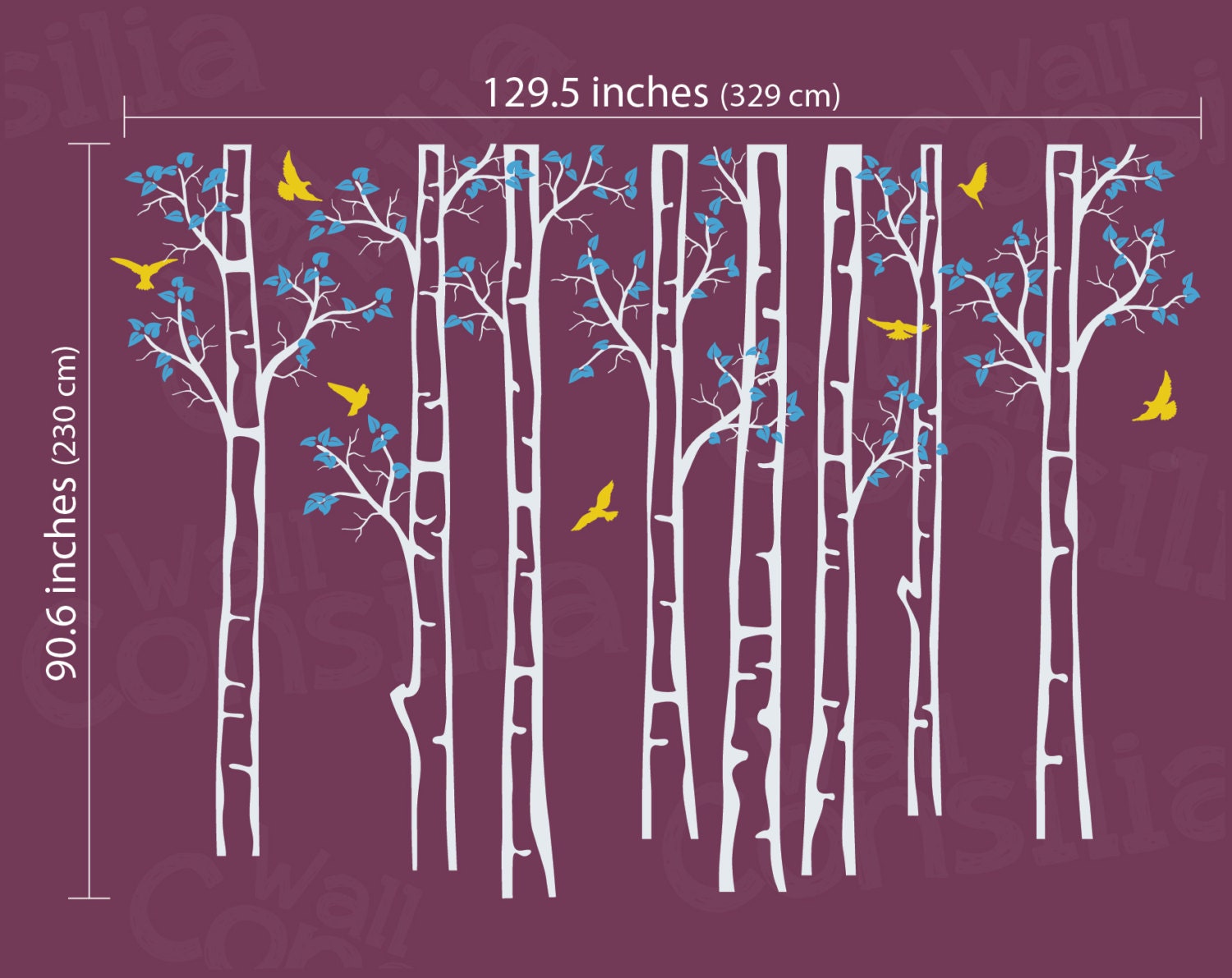 Birch Trees Wall Decal Baby Nursery Wall Sticker Tall Trees Etsy