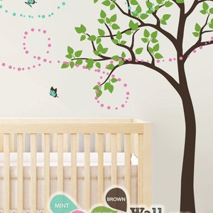 Tree Wall Decal -  Nursery Wall Decoration - Tree Wall Sticker - butterfly Tree decal - Large: approx 85&quot; x 56&quot; - KC016