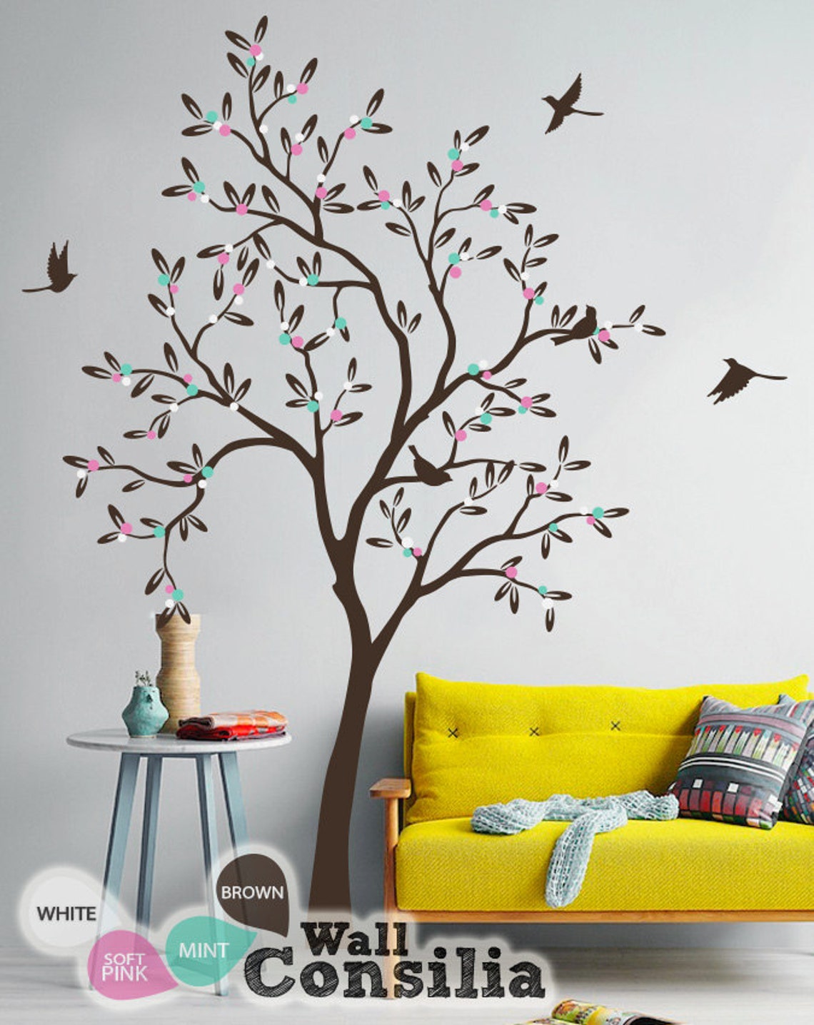 Baby Nursery Tree Wall Decals Cute Tree Wall Decal Large Tree Etsy