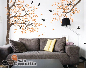 Tree Wall Decal -  Nursery Wall Decoration Tree Wall Sticker - Corner Tree and Branch wall Mural decal - KC043