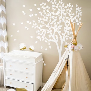 White Tree Wall Decals Nursery Wall Decal Large Kids Room Wall Decor Wall mural sticker Large: approx 79 x 85 KC004 image 1