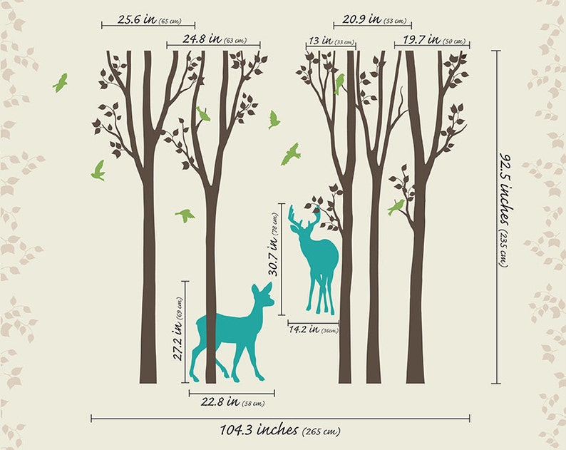 Baby Nursery Wall Decals White Birch Trees Decal Tree Wall Etsy