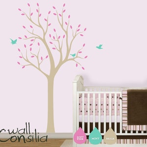Nursery Tree Wall Decal Wall Sticker - Tree Wall Decal - Tree Decals - Large: approx 75&quot; x 38&quot; - W013