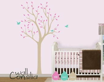 Nursery Tree Wall Decal Wall Sticker - Tree Wall Decal - Tree Decals - Large: approx 75" x 38" - W013