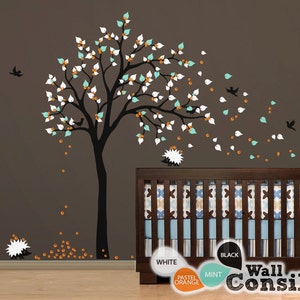 Baby Nursery Wall Decals - Tree Wall Decal - Hedgehog Decal - Large: approx 83&quot; x 60&quot; - KC015