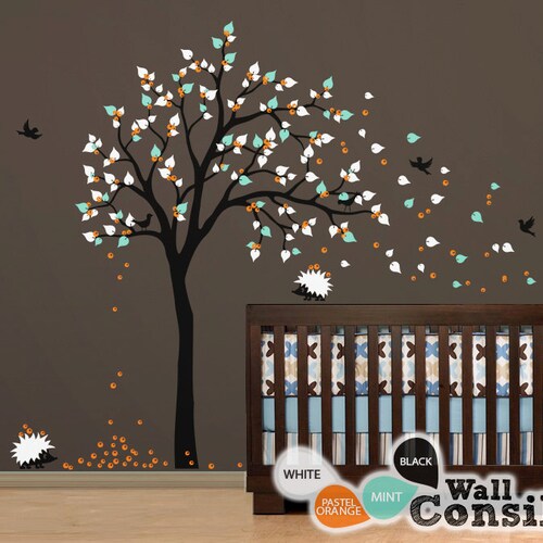 Baby Nursery Wall Decals Birch Trees Decals Cats Wall Decal Etsy