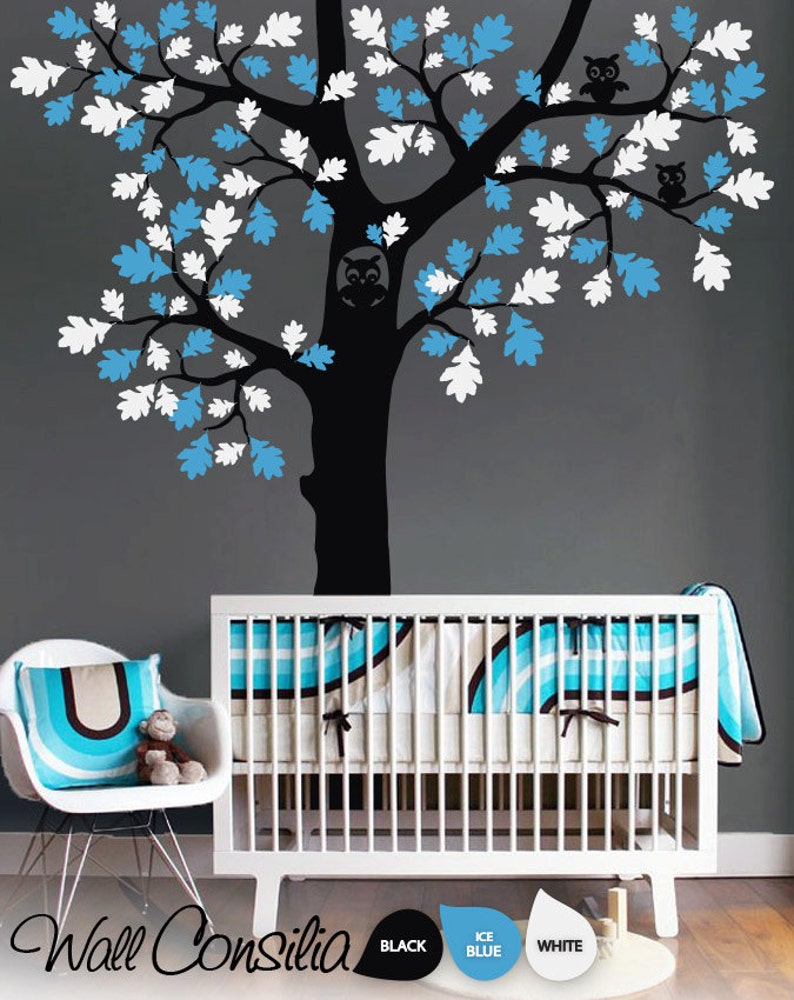 Owl Tree Wall Decal Tree Wall Sticker Tree Decal Large Etsy