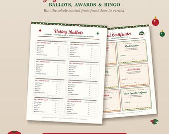 Ugly Sweater Contest Kit | Voting Ballots, Awards, Bingo (Editable PDF)