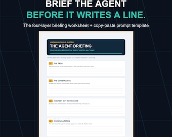AI Agent Briefing Template | Vibe Coding Prompt Worksheet | AI Coding Session Planner | Printable and Copy Paste | Digital Download