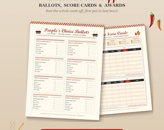 Editable Chili Cook-Off Kit, Ballots, Scorecards, Awards (Digital Download)