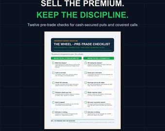 Options Wheel Strategy Checklist Poster | Covered Calls Cash Secured Puts | Pre Trade Checklist | Theta Gang Trading Wall Art | Download