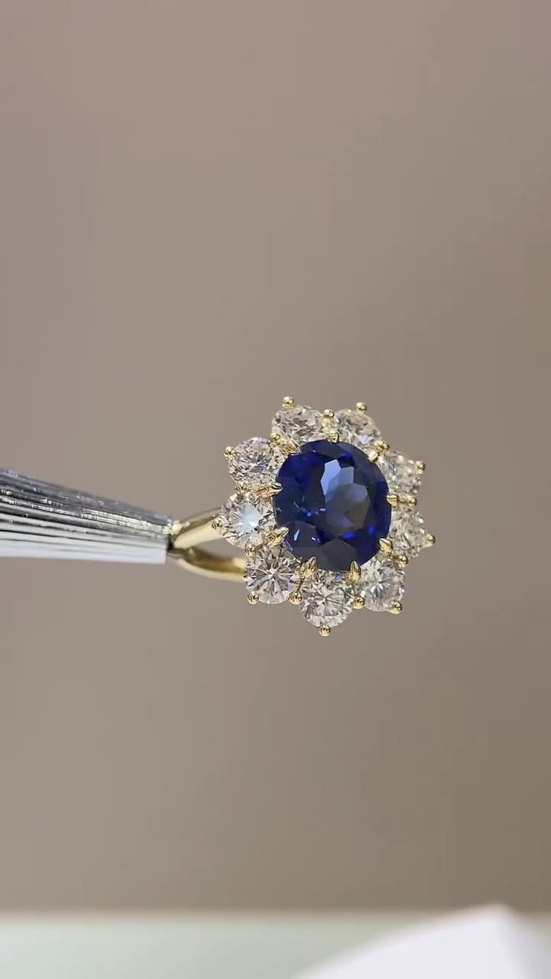 Deep Ringing Tool Oval Cut Blue Sapphire Engagement Ring, Sterling Silver, Gift for Her ...