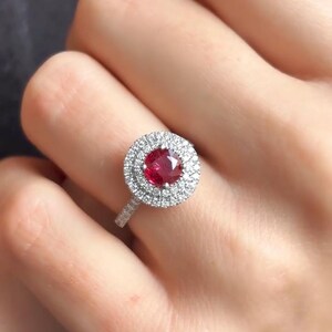 Verlobungsring mit rundem Rubin, Vintage-Ring aus Sterlingsilber, Geschenk für Sie