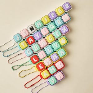 Gepersonaliseerde Fidget Keycap sleutelhanger, bedeltje voor toetsenbordknopjes op maat, Macaron Pastel sleutelhanger, stressverlichtend speeltje, tasaccessoire, cadeau voor haar