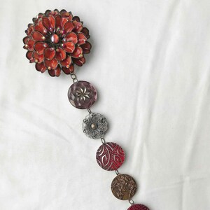 Glass / Metal Buttons & Flower Brooch Sun Catcher / Christmas Decoration / Ornament
