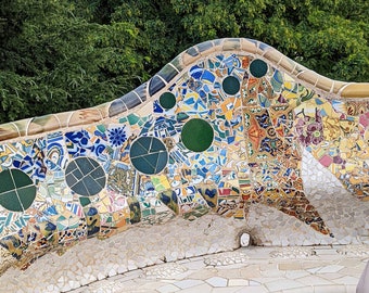 Park Guell, Barcelona, Spain designed by Gaudi - Color Travel Photograph