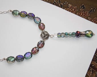 Beautiful Glass & Metal Bead Necklace - Handmade