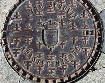 Color Photograph Segovia, Spain Manhole Cover - Color Photograph