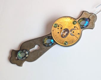 Decorative Green & Blue Door Plate Wall Hanging / Unique Christmas Decoration / Ornament